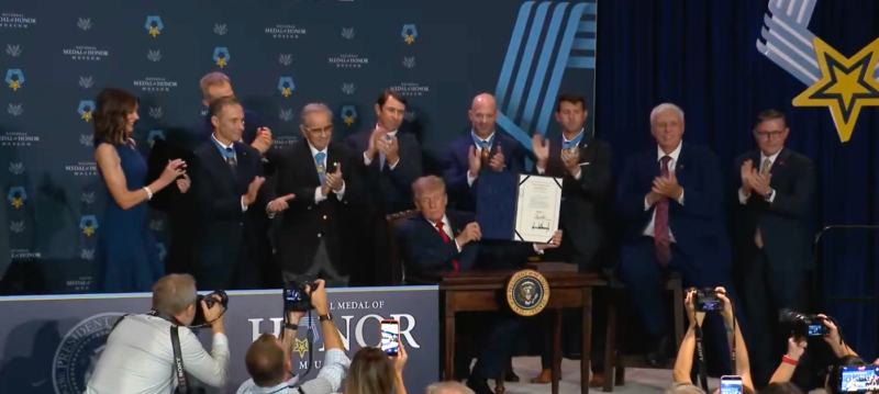 President Trump signs U.S. Sen. Justice's Medal of Honor memorial bill